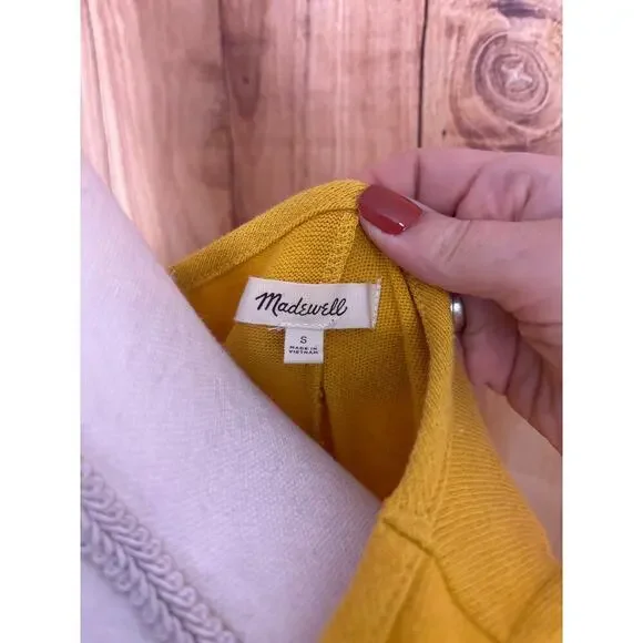 Madewell Ruffle Sleeve Tank Top Blouse 100% Cotton Mustard Yellow Women's Size S - Picture 2 of 4